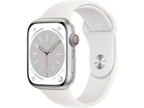 REACONDICIONADO - Apple Watch S8 (2022), GPS+CELL, 45 mm,  Caja de aluminio, Vidrio delantero Ion-X, Correa deportiva Silver