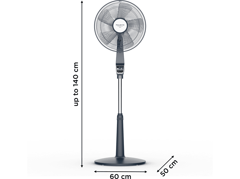 Ventilador de pie - Rowenta VU5675F0 Turbo Silence Extreme, 70 W, 1.4 m, 45 dB, 80 m³/min, 5 vel., Alcance 120°, Posición Silenciosa Nocturna, Gris