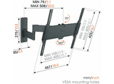 Soporte TV - Vogels TVM 1449, 32-65, Doble brazo, Giratorio 180º, VESA 100 mm x 100 mm-400 mm x 400 mm, Negro