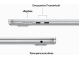 APPLE MacBook Air (2023), 15.3 Retina, Chip M2 de Apple, 8 GB, 256 GB SSD, MacOS, Teclado Magic Keyboard Touch ID, Plata