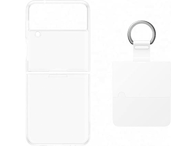 Funda - De silicona con anillo, Samsung, Modelo EF-GF721TWEGWW, Para Galaxy Z Flip4, Plegable, Transparente