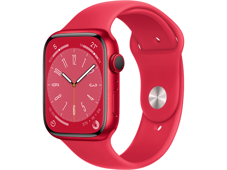 Apple Watch S8 (2022), GPS+CELL, 45 mm,  Caja de aluminio, Vidrio delantero Ion-X, Correa deportiva (PRODUCT) RED