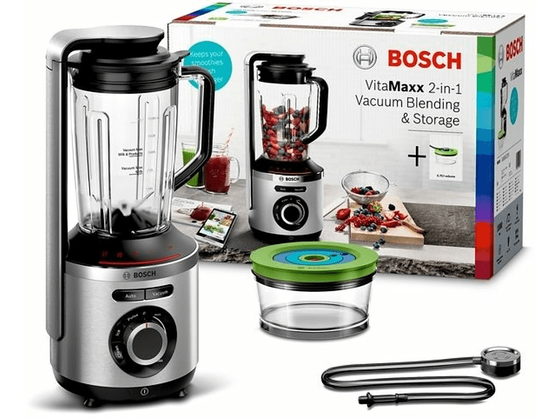 Batidora de vaso - Bosch MMBV622M, 1000W, 1.5 litros, Negro. Acero inoxidable