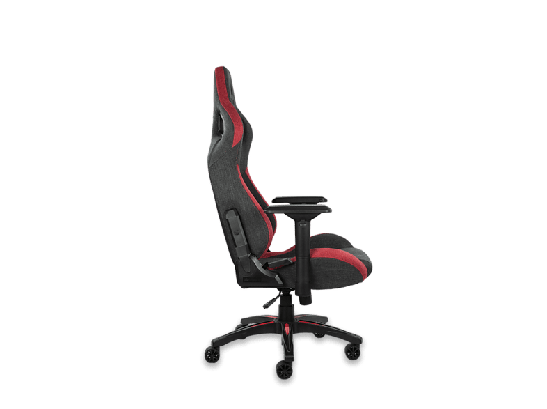 Silla gaming - Corsair T3 RUSH, 4D, Ergonómico, Altura regulable, Reposabrazos, 140 kg, Negro/Rojo