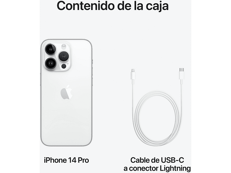 Apple iPhone 14 Pro, Plata, 512 GB, 5G, 6.1, Pantalla Super Retina XDR, Chip A16 Bionic, iOS