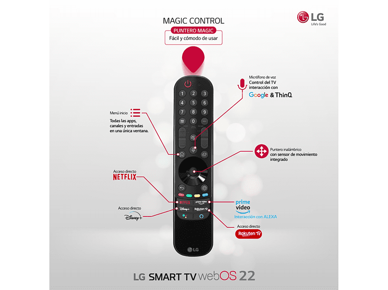 TV QNED 55 - LG 55QNED7S6QA, UHD 4K, α5 Gen5 AI Processor 4K, Smart TV, DVB-T2 (H.265), Negro