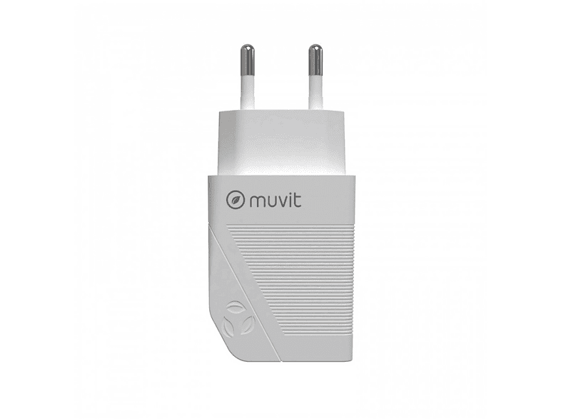 Cargador - Muvit MCACC0002, 12W, USB, Carga rápida, 2.4A, Blanco