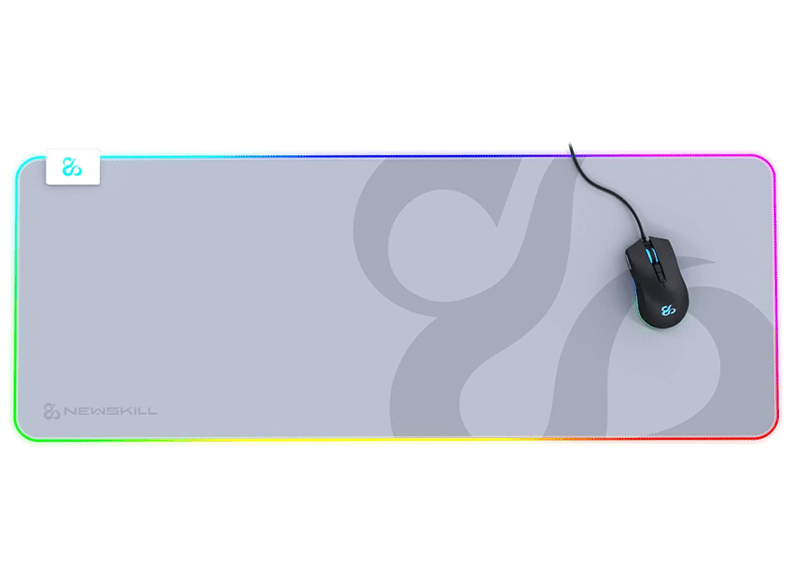 Alfombrilla gaming - Newskill Nemesis V2 Ivory, USB plug & play, Software personalizable, Gris