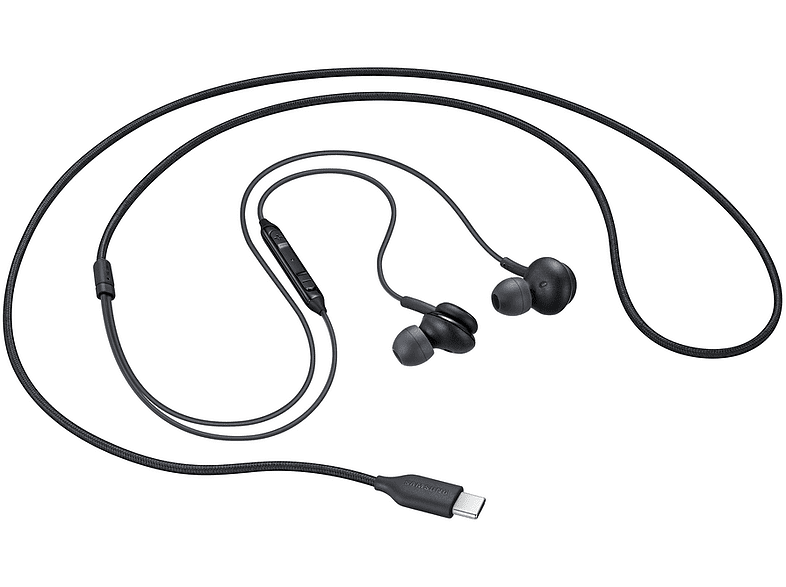 Auriculares de botón - Samsung EO-IC100, USB-C, Sonido AKG, Micrófono, Botón, Negro