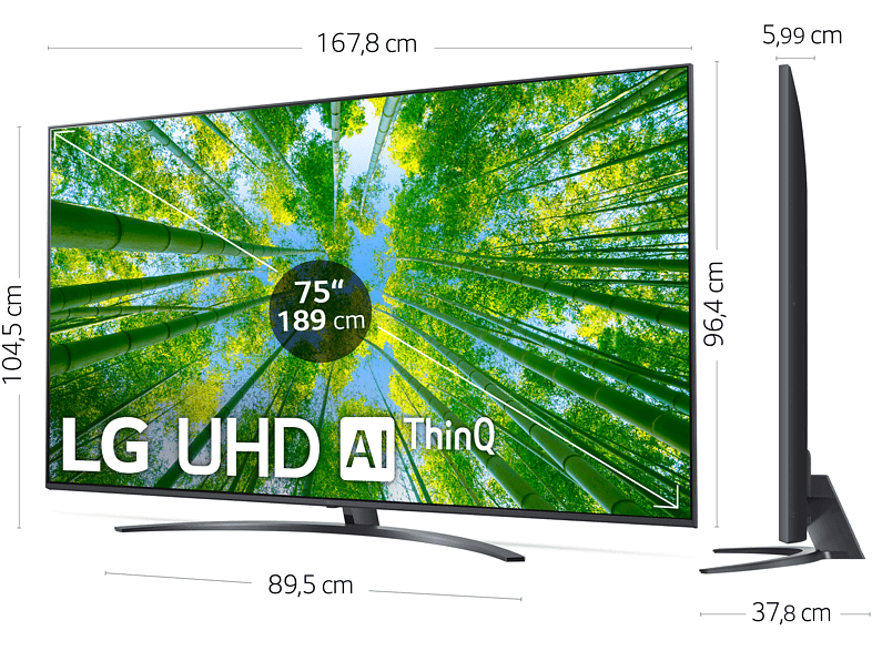 TV LED 75 - LG 75UQ81006LB, UHD 4K, Inteligente a5 Gen5 AI 4K, Smart TV, DVB-T2 (H.265), Negro