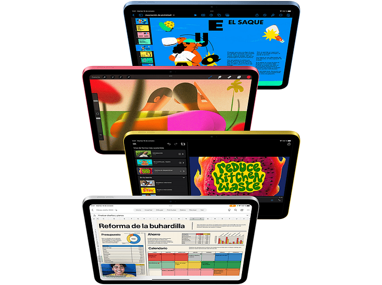Apple iPad (2022 10ª gen), 256 GB, Rosa, WiFi+CELL, 10.9, Retina, Chip A14 Bionic, iPadOS 16