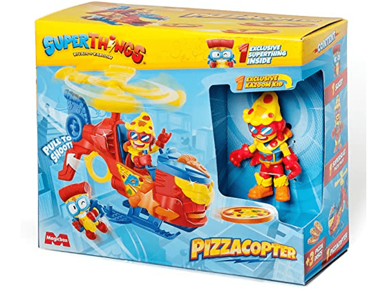 Figura - Magicbox Superthings Pizzacopter, Plástico, Dispara discos, Multicolor