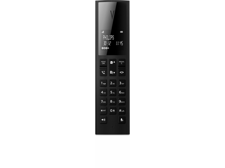 Teléfono - Philips M3501, Diseño Línea V, Inalámbrico, 1 Unidad, Manos libres, Negro