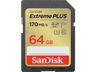 Tarjeta SDXC - SanDisk Extreme PLUS, 64 GB, Vídeo 4k UHD, Hasta 170 MB/s lectura, U3, V30, C10, Multicolor