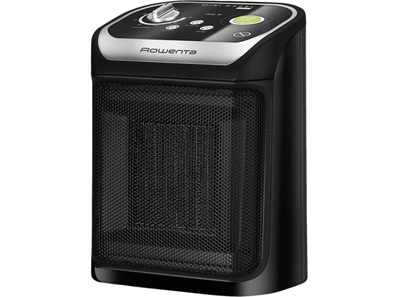 Calefactor - Rowenta Mini Excel Eco Safe SO9266F0, 2000 W, 25 m², 50 dB, 50 Hz, 2 Velocidades, Modo Eco, Negro