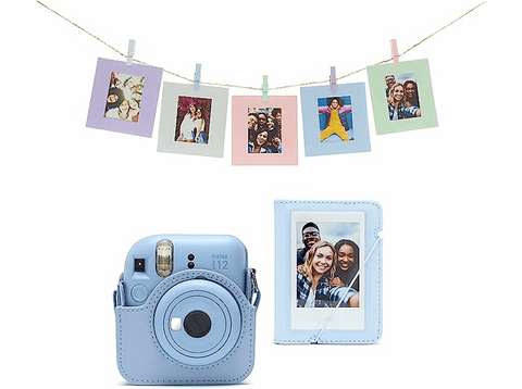 Accesorio cámara instantánea - Fujifilm Kit Instax Mini 12, Funda, 10 sobres, Cuerda,  Azul