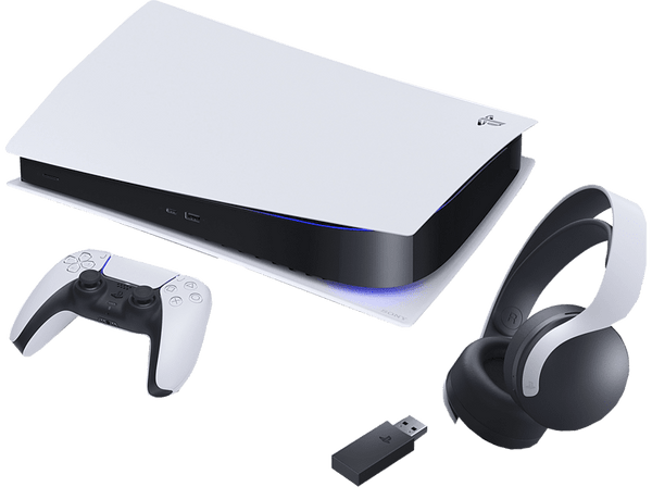 Consola - Sony PS5 Digital Edition C, 825 GB, Blanco + Auriculares Pulse 3D, Blancos