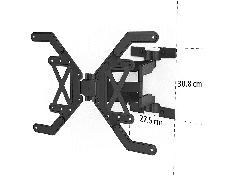 Soporte TV - Hama Full Motion Ultraslim 00118064, Inclinable, De 37 a 75, 2 brazos, VESA 600 x 400 mm, Negro