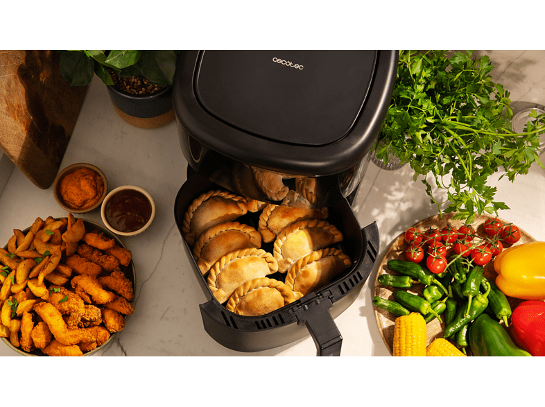 Freidora de aire - Cecotec Cecofry Bombastik 6000 Full, 1700 W, 6 L, Incluye pack de accesorios, 80-200 ºC, 12 modos, Temporizador, Negro