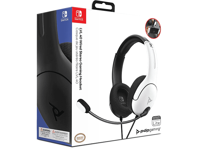 Auriculares gaming - PDP LVL 40, Para Nintendo Switch, De diadema, Con cable, Jack 3.5 mm, Negro