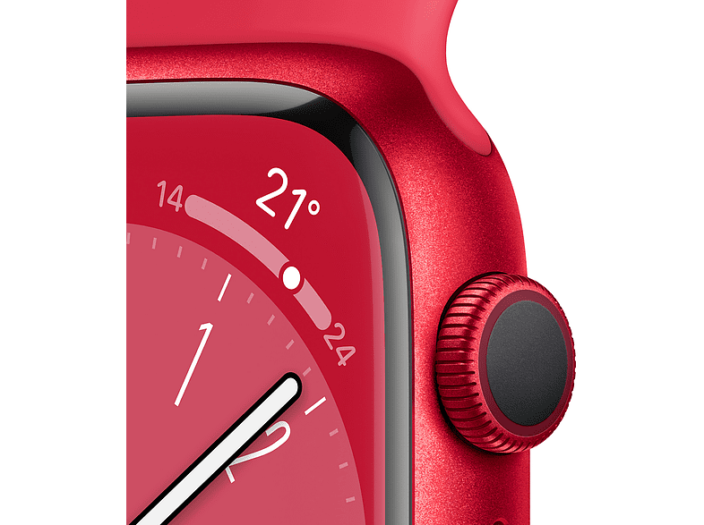 Apple Watch S8 (2022), GPS, 41 mm, Caja de aluminio, Vidrio delantero Ion-X, Correa deportiva PRODUCT(RED)