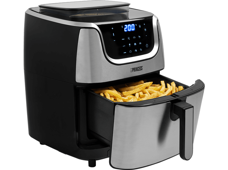 Freidora de aire - Princess 01.183318.01.750, 1700 W, 6.5 L, Pantalla digital, Con programas, Plata