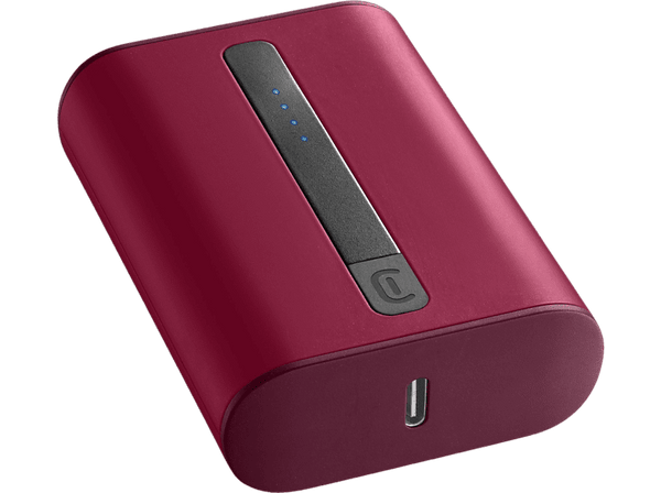 Powerbank - Cellular Line Thunder, Universal, 10000 mAh, 2 entradas USB-C, Rojo