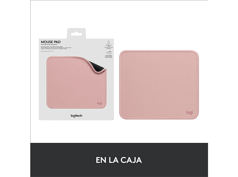 Alfombrilla ratón - Logitech  Mouse Pad Studio Series, Nylon/ PoliésterCaucho, Rosa