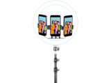 Aro de luz + Soporte - Cellular Line SELFIERINGTRIOK, Anillo LED, Negro