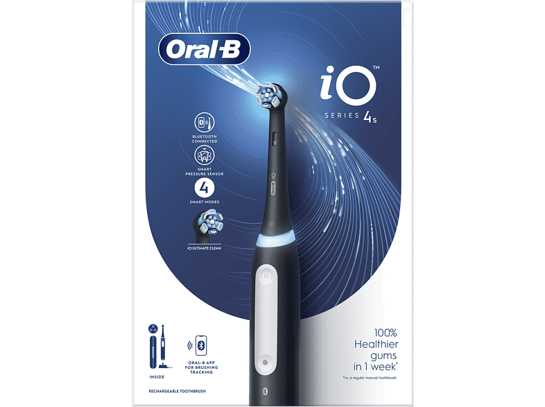 Cepillo eléctrico - Oral-B iO 4S, Con 1 Cabezal Y 1 Estuche De Viaje, Diseñado Por Braun, Negro