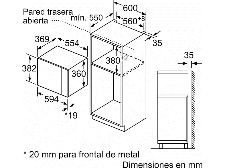 Microondas integrable - Balay 3CG5175N3, 900 W, 5 potencias, 25 l, Negro