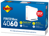 Router inalámbrico - AVM FRITZ!Box, Triple Banda, 2400 mbps, 4x4 MIMO, Wi-Fi 6, LAN, WAN, Base DECT, Blanco