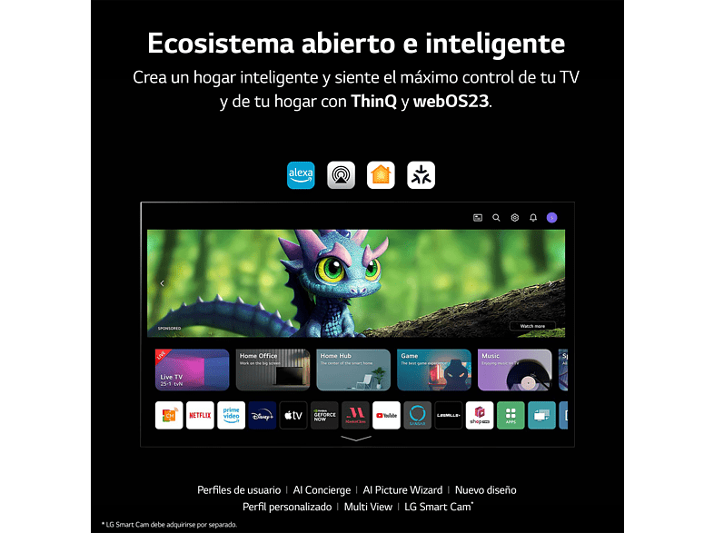 TV OLED 55 - LG OLED55B36LA, UHD 4K, Inteligente α7  4K Gen6, Smart TV, DVB-T2 (H.265), Negro