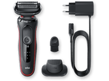 Afeitadora - Braun Series 5 50-R1200s, Eléctrica para barba, Recortadora de precisión, 50 min, Rojo