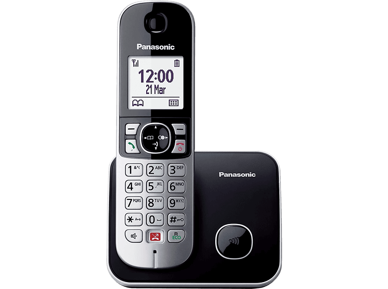 Teléfono - Panasonic KX-TG6861SP, Inalámbrico, Identificación de llamadas, No molestar, Negro + Base