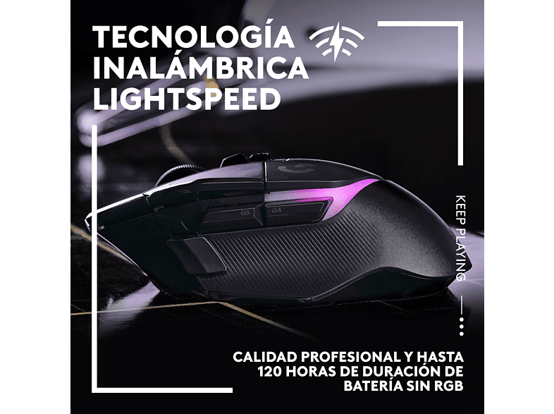 Ratón gaming - Logitech G G502 X Plus, Inalámbrico, Lightforce, Lightspeed, RGB Lightsync, 25.600 ppp, Negro