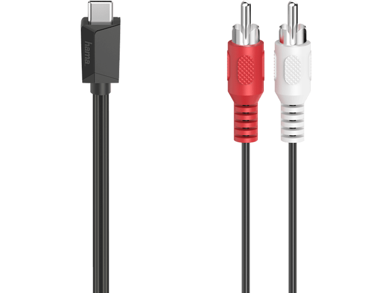 Cable USB - Hama 00200730, De conector USB-C a conector RCA, 1.5 m, Negro