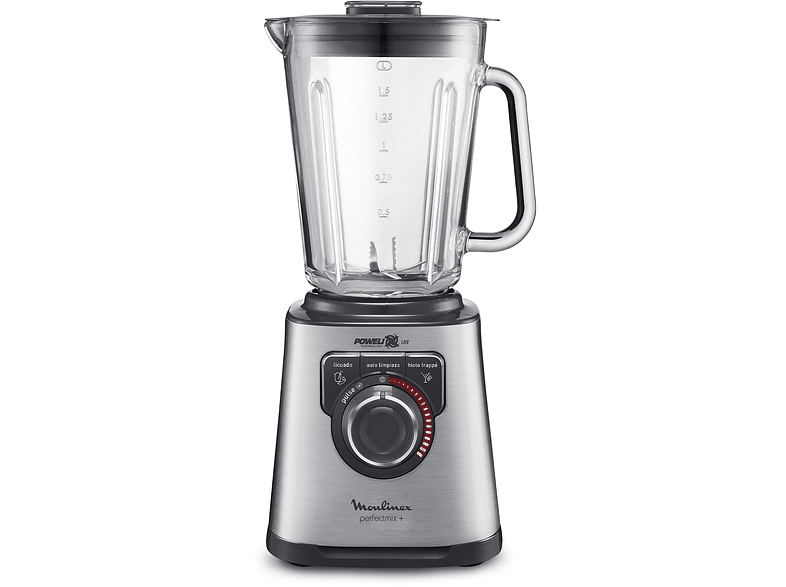 Batidora de vaso - Moulinex LM811D Perfect Mix+, 1200W, 6 cuchillas, Vaso de cristal, Acero inoxidable