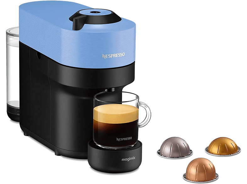 Cafetera de cápsulas - De'Longhi Nespresso Vertuo Pop ENV90.B, 0.56 l, 1350 W, Tecnología de Centrifugación, Azul Pacífico