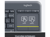 Teclado inalámbrico - Logitech K400 plus, Wireless, Touchpad, Alcance 10m, Negro