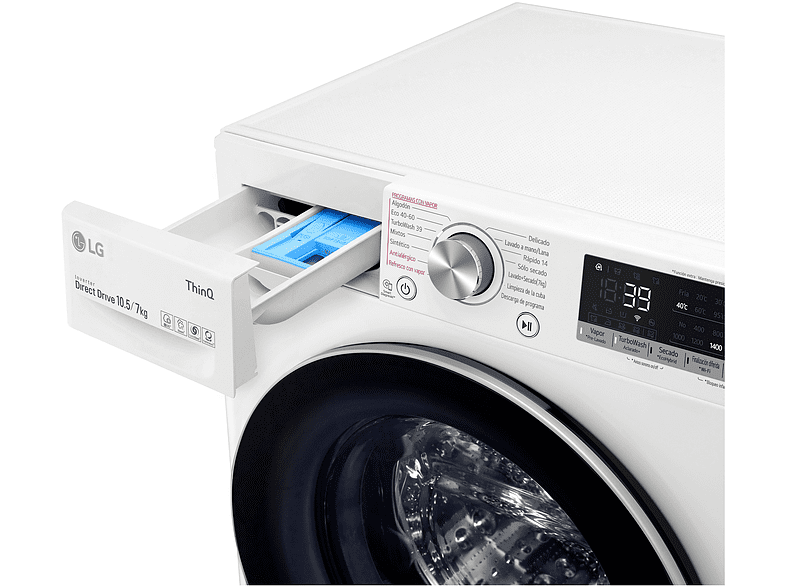 Lavadora secadora - LG F4DV7010S1W, 10.5kg/7kg, 1400 rpm, AI Direct Drive TM, Inverter Direct Drive™, Blanco