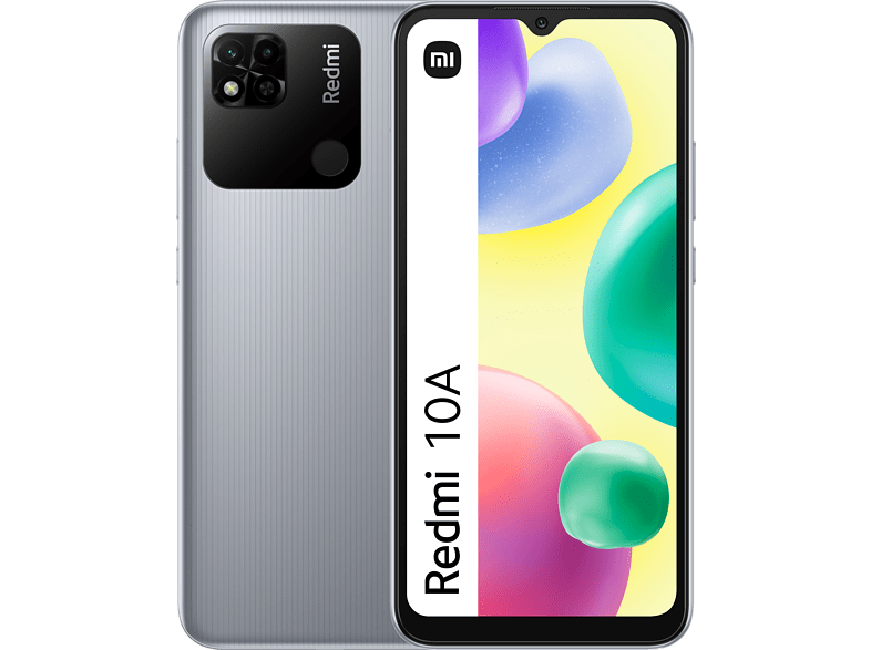 Móvil - Xiaomi Redmi 10A, Plateado, 128 GB, 4 GB RAM, HD+ con muesca de gota de 6.53 HD+, MediaTek Helio G25, 5000 mAh, Android