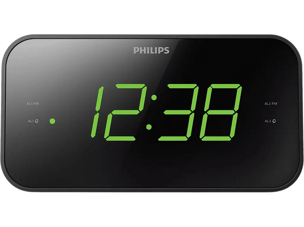 Radio despertador - Phliips TAR3306/12, Sintonización digital FM, Alarma dual, Temporizador, Negro