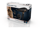 Secador - Rowenta Pro Expert CV8840F0, 2200 W, Motor AC, Tecnología iónica, 3 temperaturas, 2 velocidades, Negro y cobre