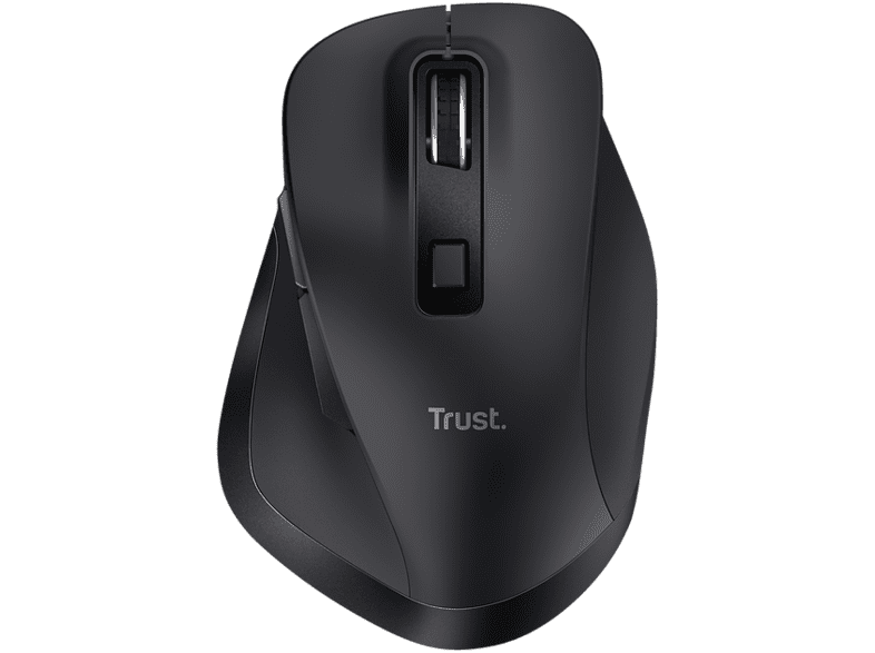 Ratón inalámbrico - Trust Fyda Wireless, 2400 dpi, Wireless, Recargable, Ergonómico, Negro