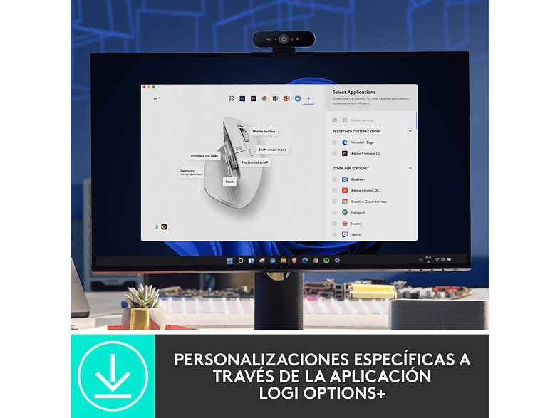 Ratón - Logitech MX Master 3S, Inalámbrico, 8000 ppp, Carga rápida, Blanco