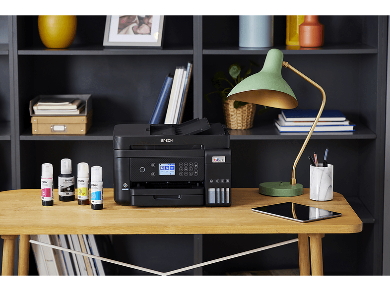 Impresora multifunción - Epson EcoTank ET-3850, Inyección tinta, 33 ppm B/N, 15 ppm Color, 250 hojas, Negro