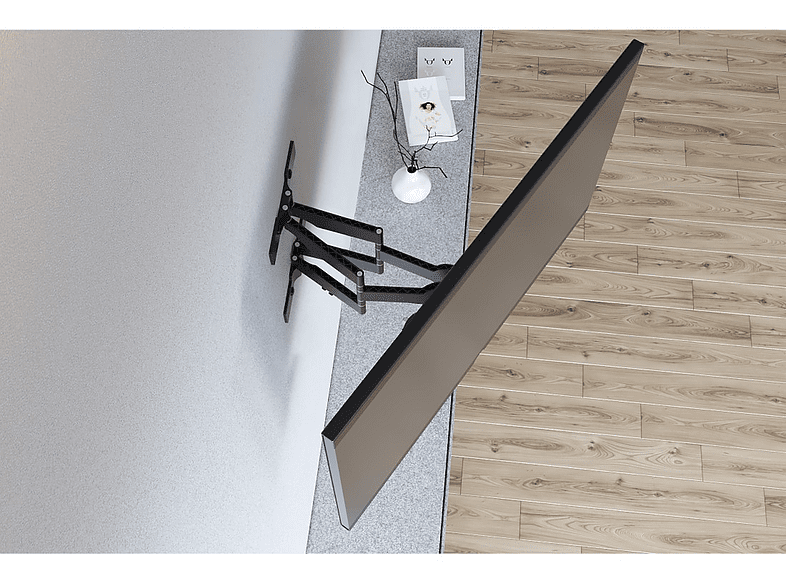 Soporte TV - Hama Full Motion Ultraslim 00118064, Inclinable, De 37 a 75, 2 brazos, VESA 600 x 400 mm, Negro