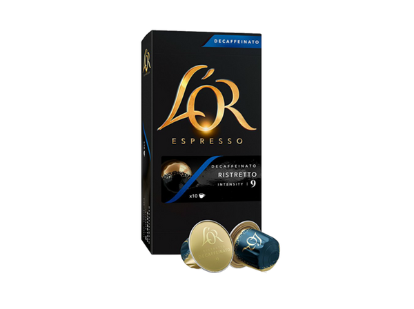 Cápsulas monodosis - L'OR Ristretto Decaffeinato 09, pack de 10, compatible para Nespresso