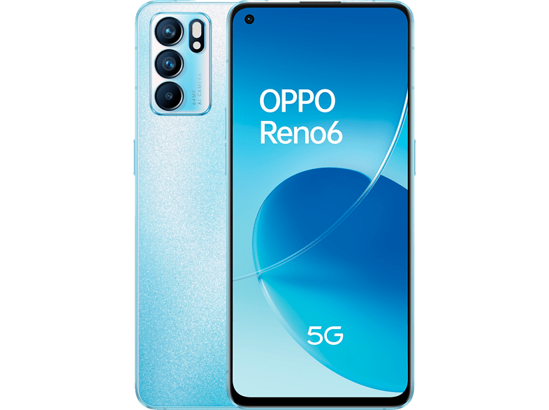 Móvil - OPPO Reno6 5G, Artic Blue, 128 GB, 8 GB RAM, 6.44 FHD+, MTK Next 5G-A, 4300 mAh, Android 11